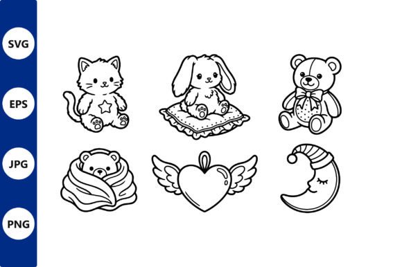 Download Cute Black and White Line Art Animal - White Collection