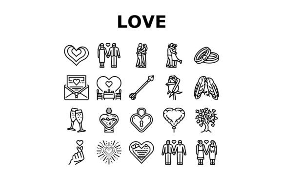 Download Love Heart Valentine Romantic Icons Set - Heart Collection