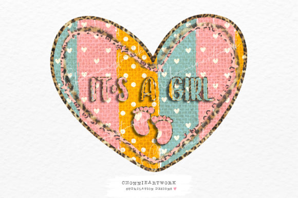 Download It's a Girl Heart Background Sublimation - Heart Collection