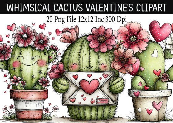 Download Whimsical Cactus Valentine's Clipart - Premium Resources