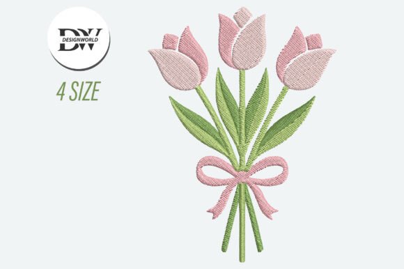 Download Pink Tulip Flower Embroidery Design - Sign Collection