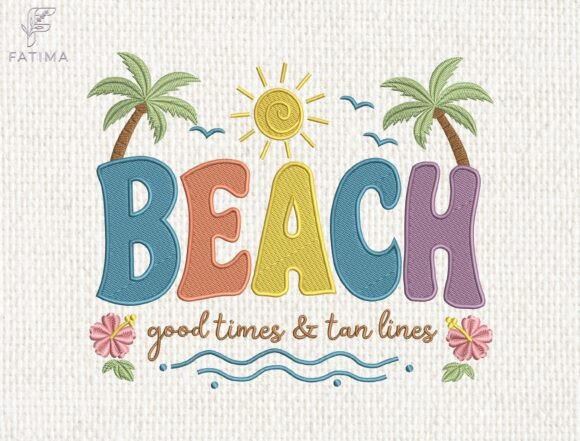 Download Beach Summer Embroidery Design - Sign Collection