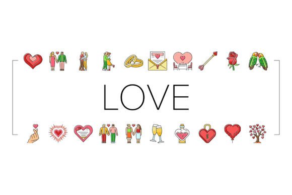 Download Love Heart Valentine Romantic Icons Set - Heart Collection