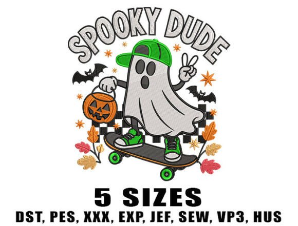 Download Boy Skateboard Ghost Embroidery Design - Sign Collection