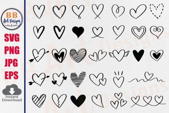 Download Heart SVG Bundle Heart Doodle Hand Drawn - Premium Resources