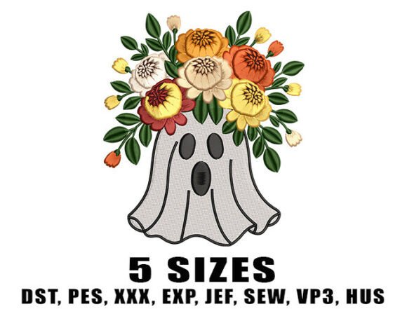 Download Floral Sheet Ghost Embroidery Design - Sign Collection