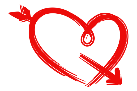 Download Heart Arrow Doodle in Brush Stroke Style - Heart Collection