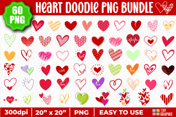 Download HEART DOODLE PNG BUNDLE -HEART PNG - Premium Resources