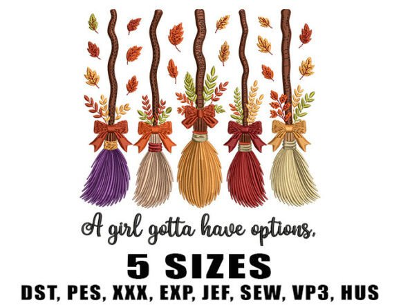 Download Cute Fall Witch Brooms Embroidery Design - Sign Collection