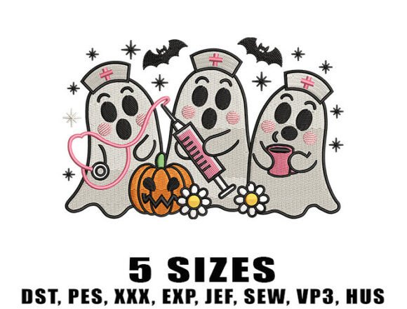Download Pink Nurse Ghost Embroidery Design - Sign Collection