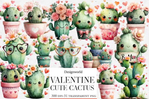 Download Cute Cactus Valentine Clipart Bundle - Premium Resources