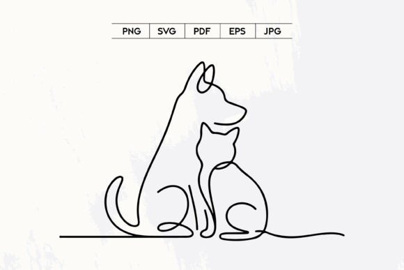 Download Dog and Cat Line Art Minimal Pet Design - Sign Collection