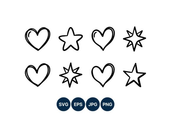 Download Hand Drawn Hearts and Stars Vector Set - Heart Collection
