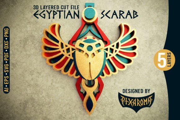 Download Egyptian Scarab | 3D Layered Cut File - Layered cut file Collection