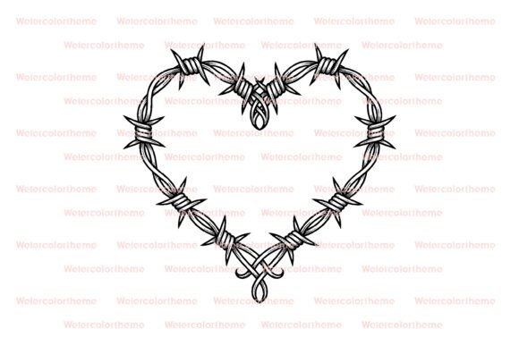 Download Barbed Wire Heart SVG Line Art Cut File - Heart Collection