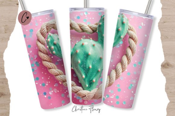 Download 3D Cactus in Rope Heart Valentine Tumble - Heart Collection