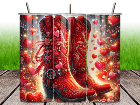 Download Western Boots Hearts Valentine Tumbler - Heart Collection
