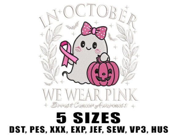 Download Ghost Cancer Ribbon Embroidery Design - Sign Collection