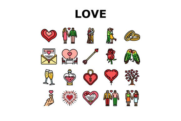 Download Love Heart Valentine Romantic Icons Set - Heart Collection