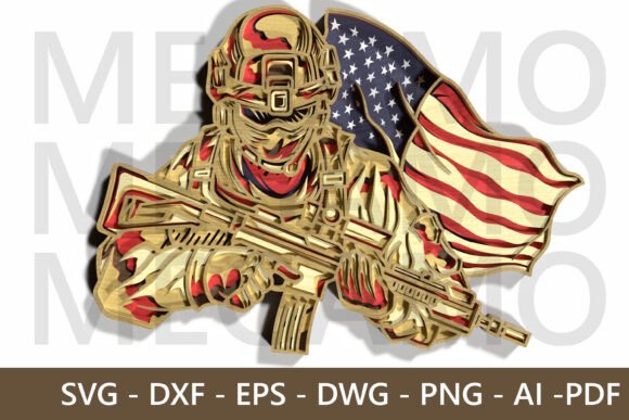 Download American Soldier Layered SVG Design - Sign Collection
