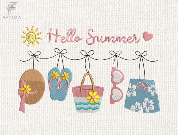 Download Hello Summer Embroidery Design - Sign Collection