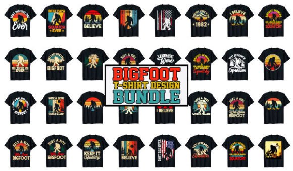 Download Sasquatch Bigfoot T-Shirt Designs Bundle - Sign Collection